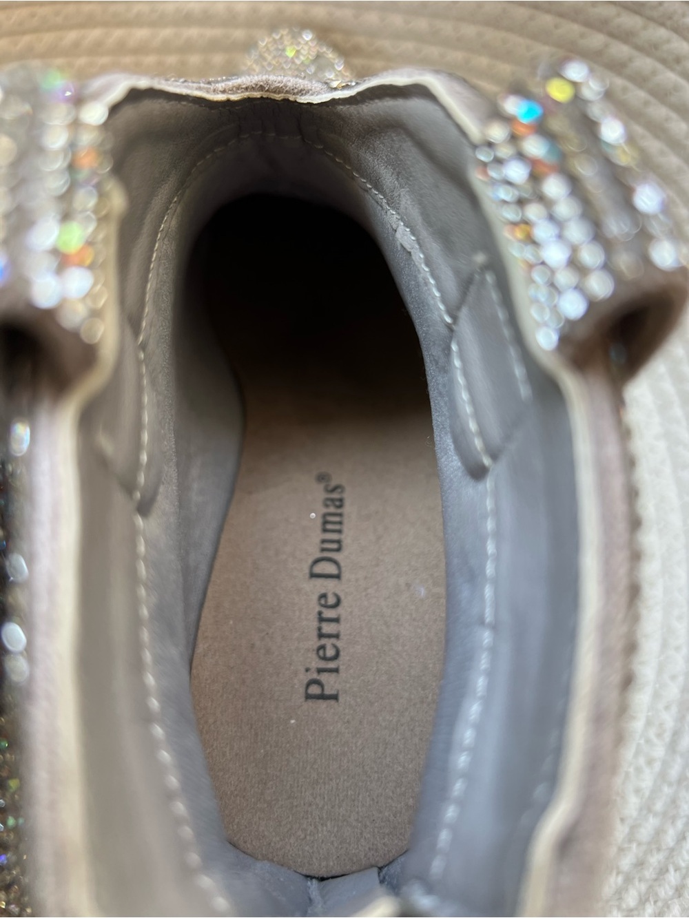 Pierre Dumas Crystal-Embellished Beige Ankle Booties - Picture 6 of 7